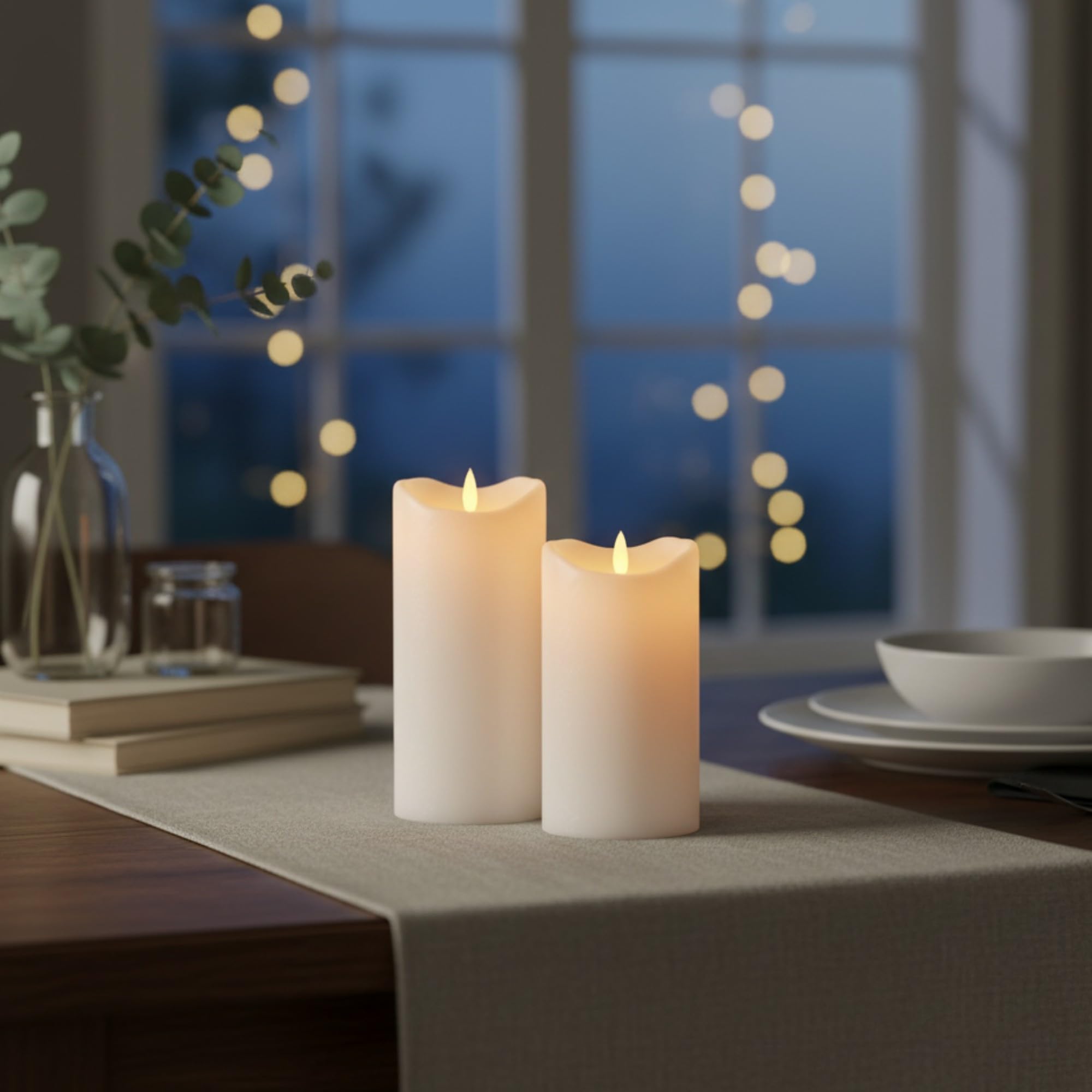 ToCi Lot de 4 bougies LED blanches - Diamètre : 7,5 x 15 cm - Sans flamme - En cire véritable - Avec minuterie et mèche noire - Pour l'Avent, lanterne funéraire et décoration de table - Fonctionne