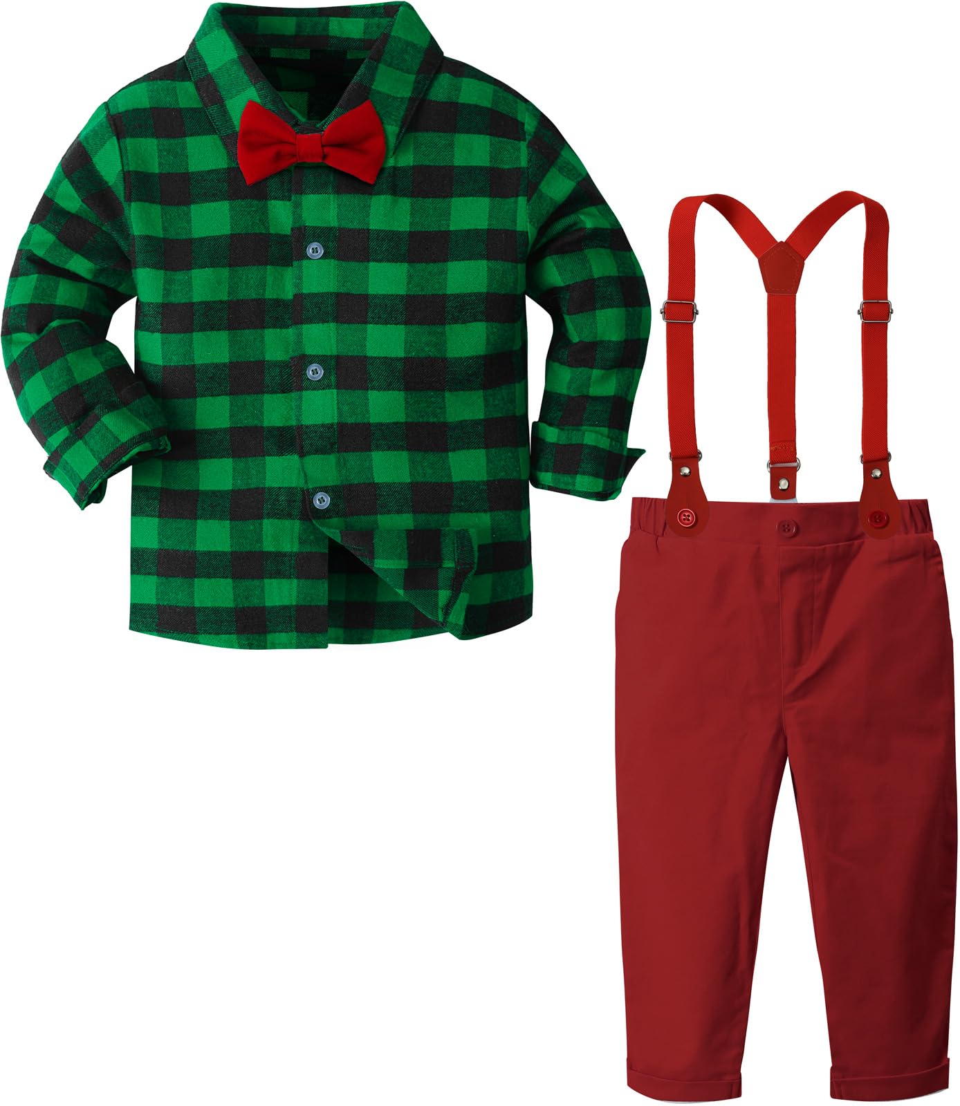 A&amp;J DESIGN Toddler Boy Suit Baby Dress Outfit, Suspender &amp; Bow Tie 12M - 6Y