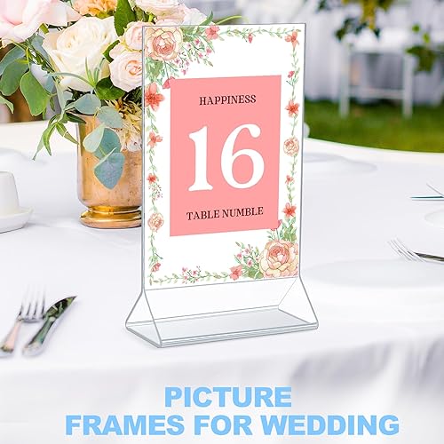 Miniatura 4 de Sintuff Paquete de 48 soportes acrílicos para letreros de acrílico transparente, soportes acrílicos de doble cara para exhibición de 4 x 6 pulgadas,