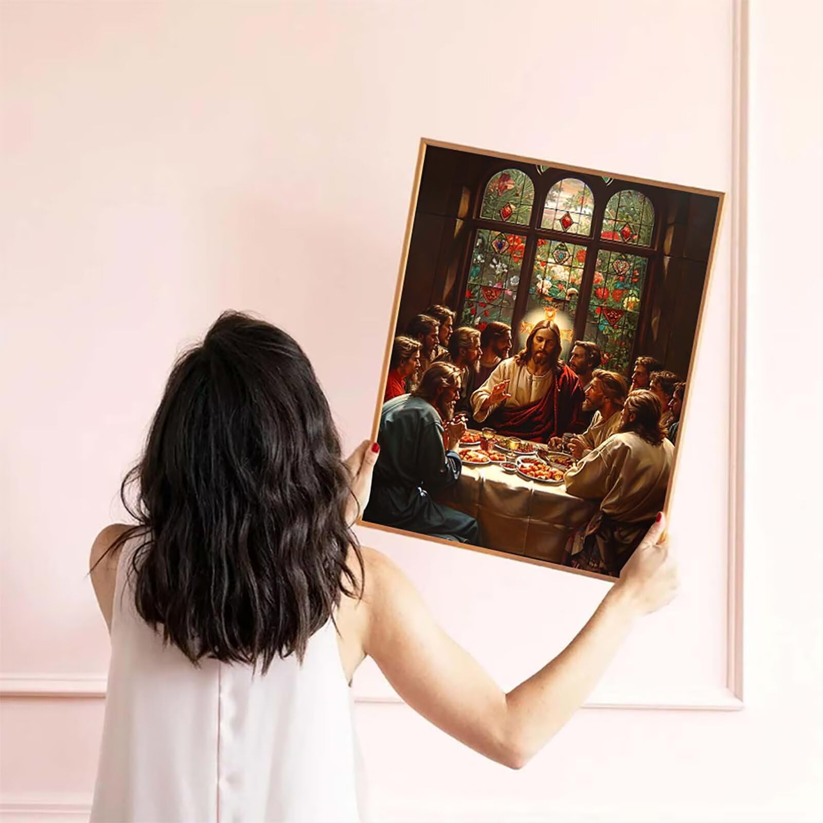 The Last Supper Zestawy artystyczne dla dorosłych, 5D Food Diamond Painting, zestawy do haftu krzyżykowego dla dorosłych, zestawy artystyczne z kryształami górskimi, hobby dla kobiet, prezenty do
