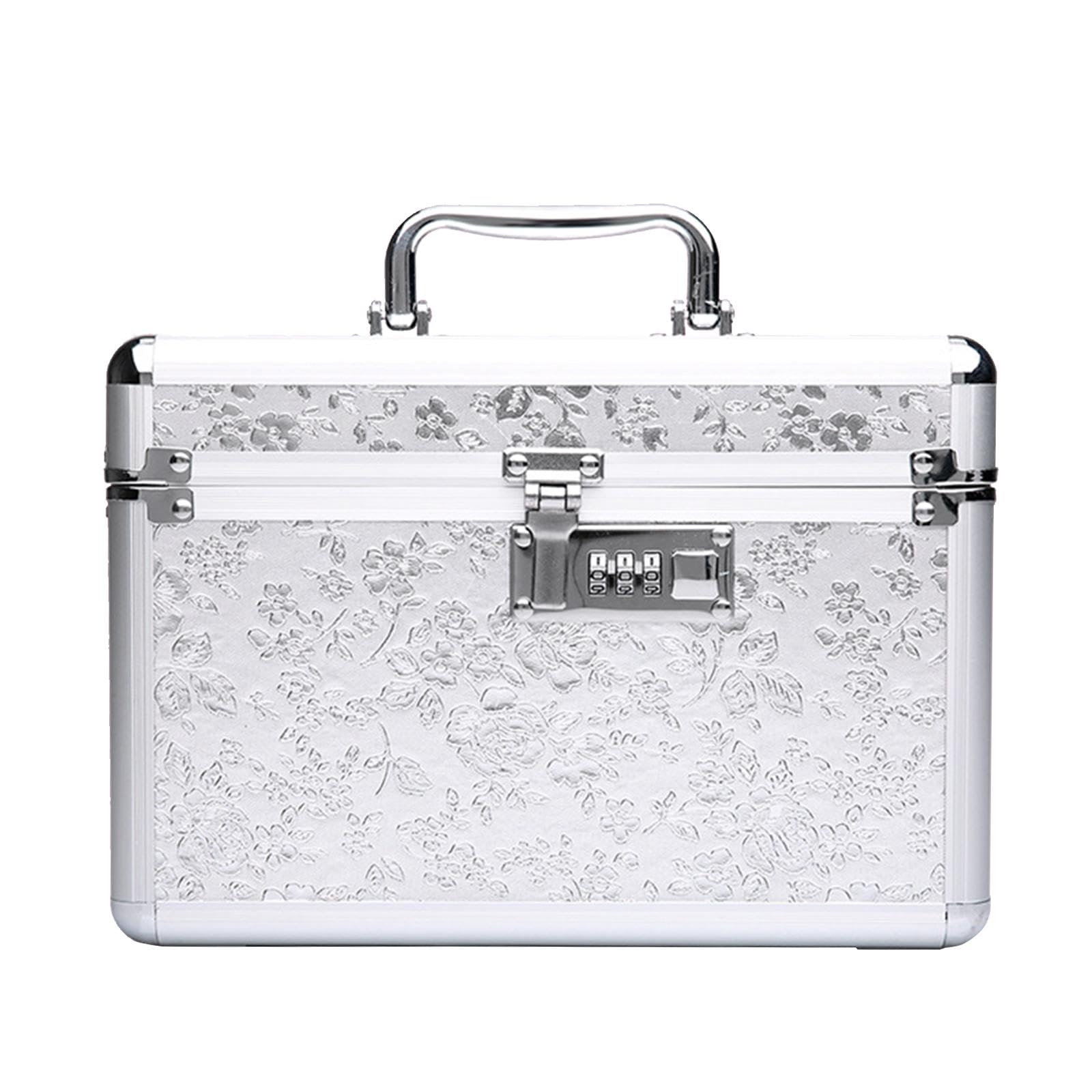 Organizer, Make Up Koffer, Wasserdichte Make Up Tasche, Tragbarer Make Up Koffer mit Spiegel, M Argent