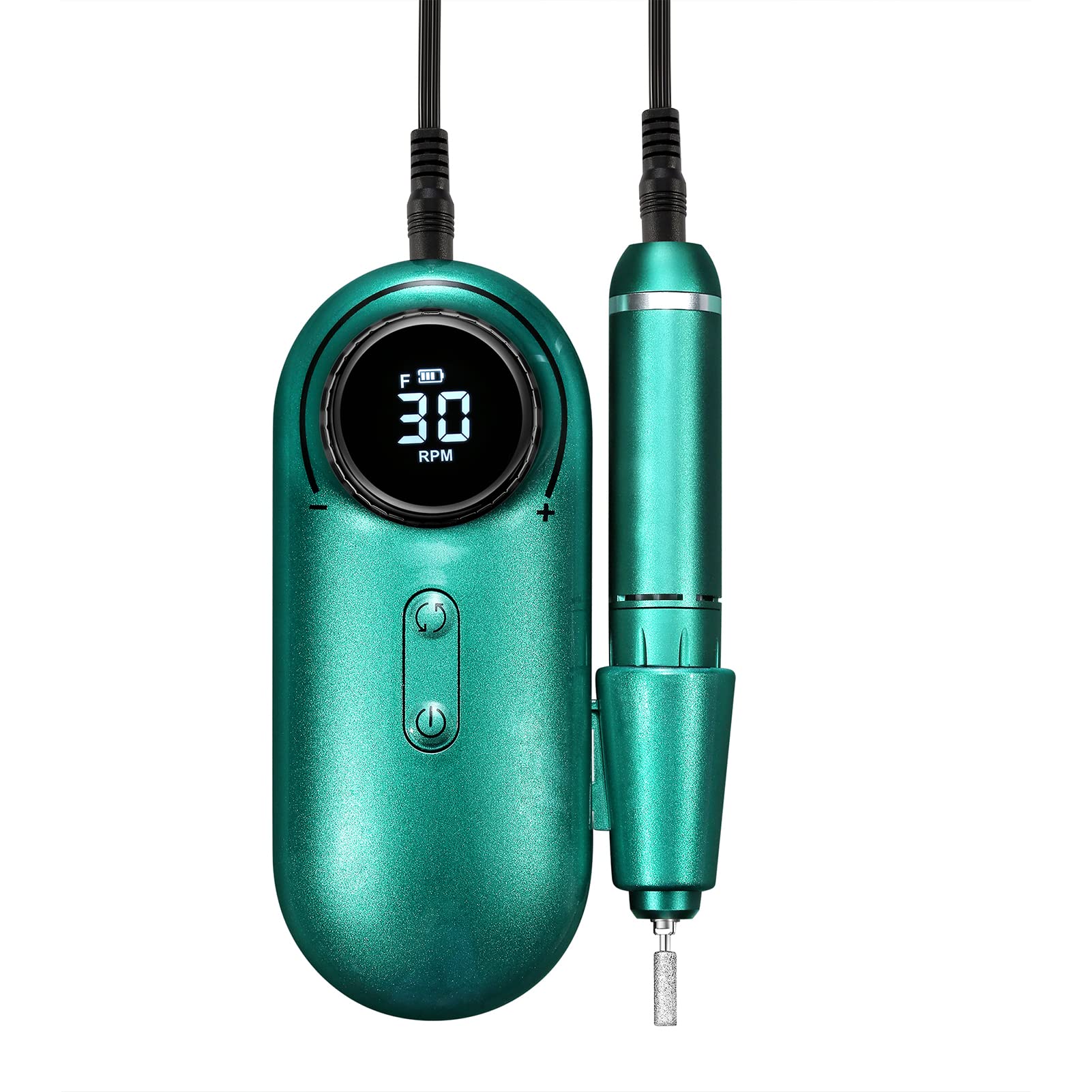 Torno para Uñas, Taladro de uñas portátil, tasa de rotación de 30000 RPM, herramienta de manicura de uñas eléctrica ajustable, herramienta de arte de uñas, máquina de uñas(Groen)