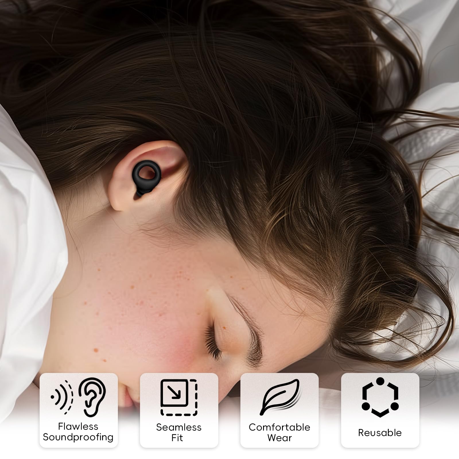 Tapones para los oídos con cancelación de ruido para dormir y concentración, nuevos tapones flexibles para los oídos para una mejor atenuación, 2 pares reutilizables, ideales para personas que duermen