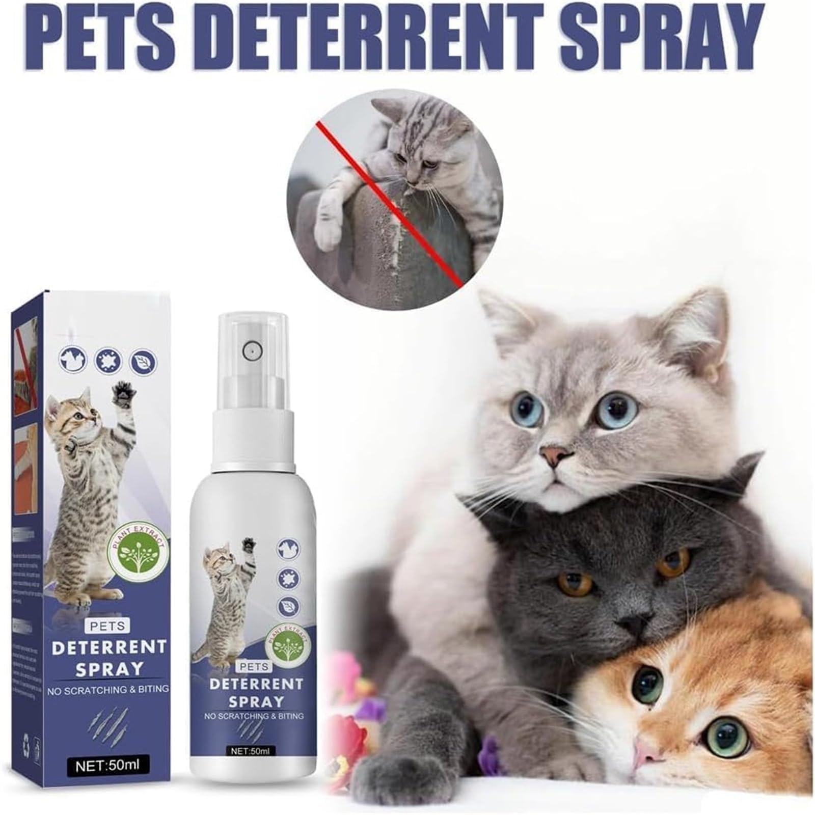 Spray repellente per gatti agli agrumi, antigraffio per mobili, per interni ed esterni, ad azione rapida, per l'addestramento comportamentale e la protezione dei mobili