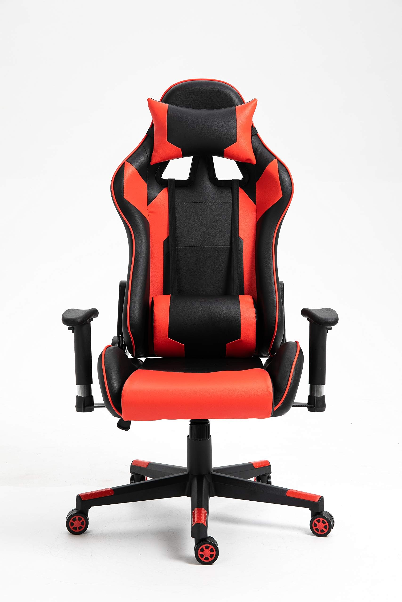 Blitzed High Back PU Leather 7786 Gaming Chair Computer Office Chair with 2D Armrest Adjustment and Lumbar Support (Red & Black)