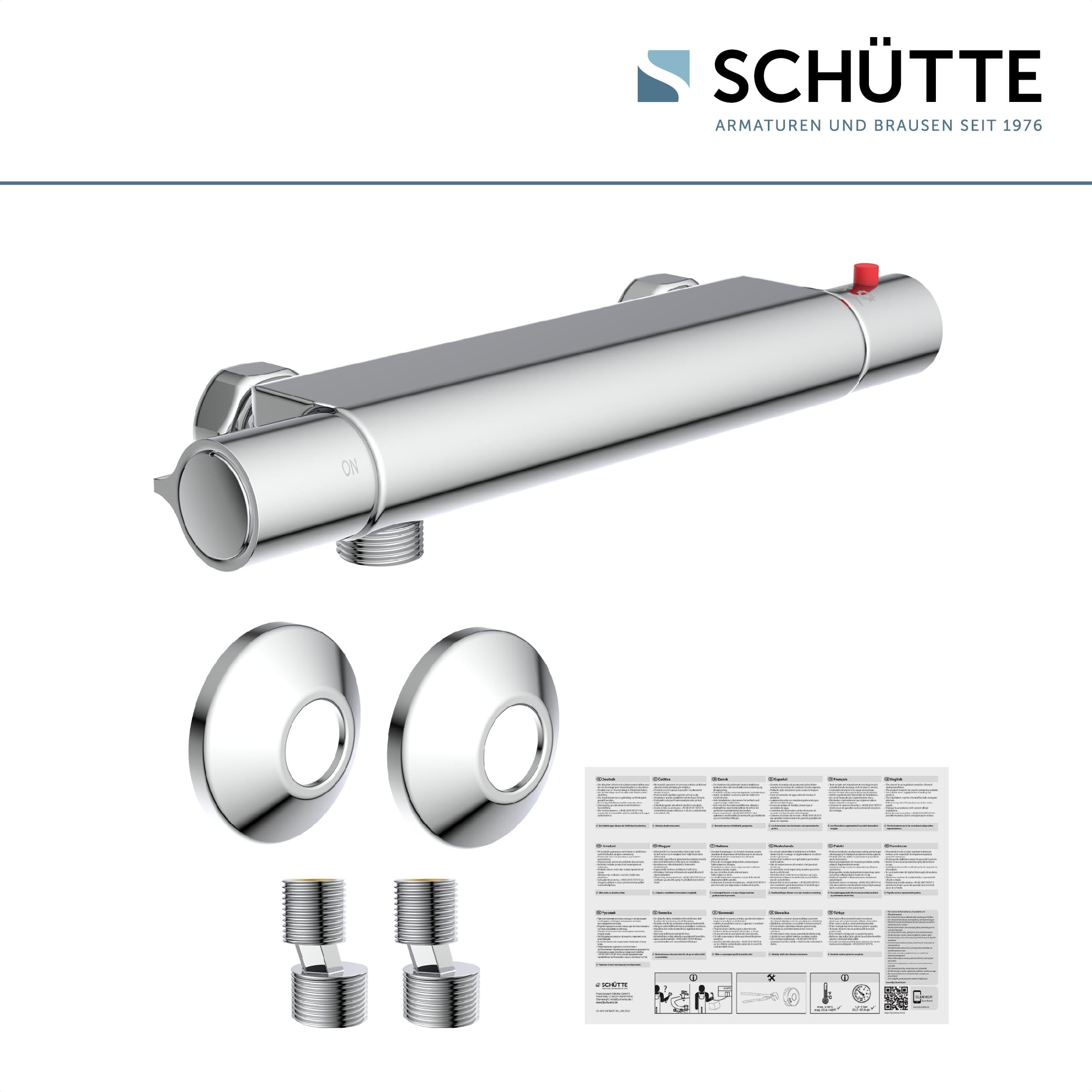 SCHÜTTE 52445 VICO Duscharmatur mit Sicherheitssperre, Thermostat Brausemischer/Mischbatterie, Chrom