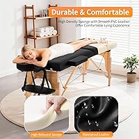 Vista 5 de Mesa de masaje portátil, cama de masaje para spa de altura ajustable, 77 pulgadas de largo x 28 pulgadas de ancho, plegable en 2, hecha
