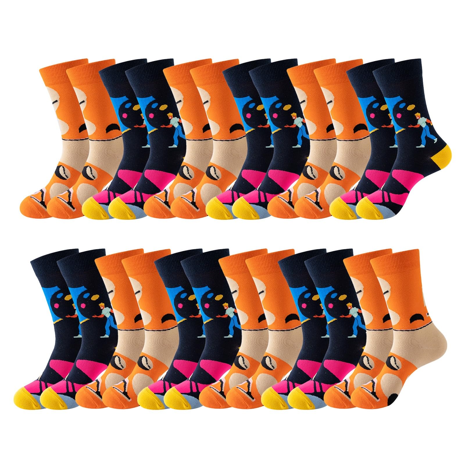 Chaussettes amusantes unisexes durables et confortables | Lot de 10 paires D-3