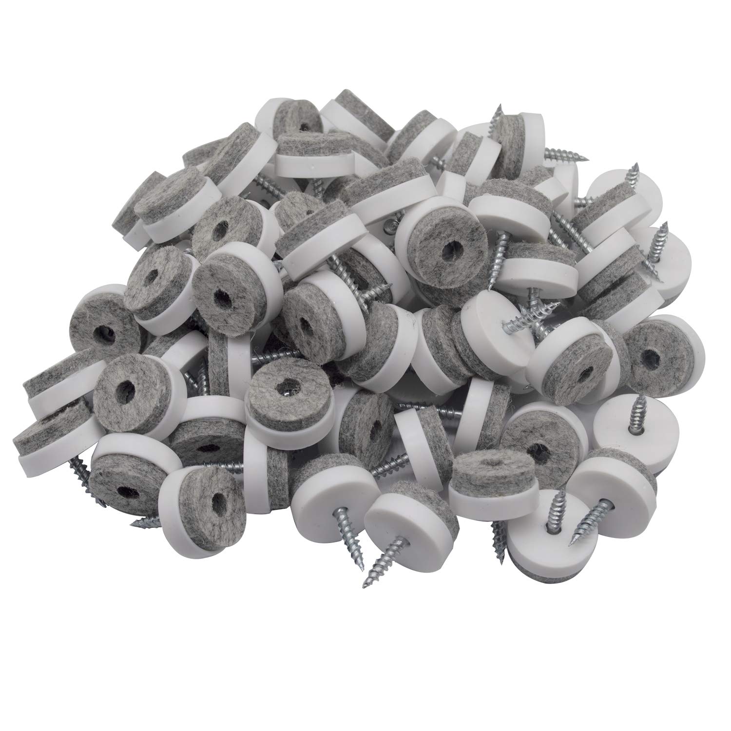 40pcs Round Screw-in Felt Pad Floor Protectors for Wood Furniture Chair Table Leg Feet Slide Smoothly (28mm,White)