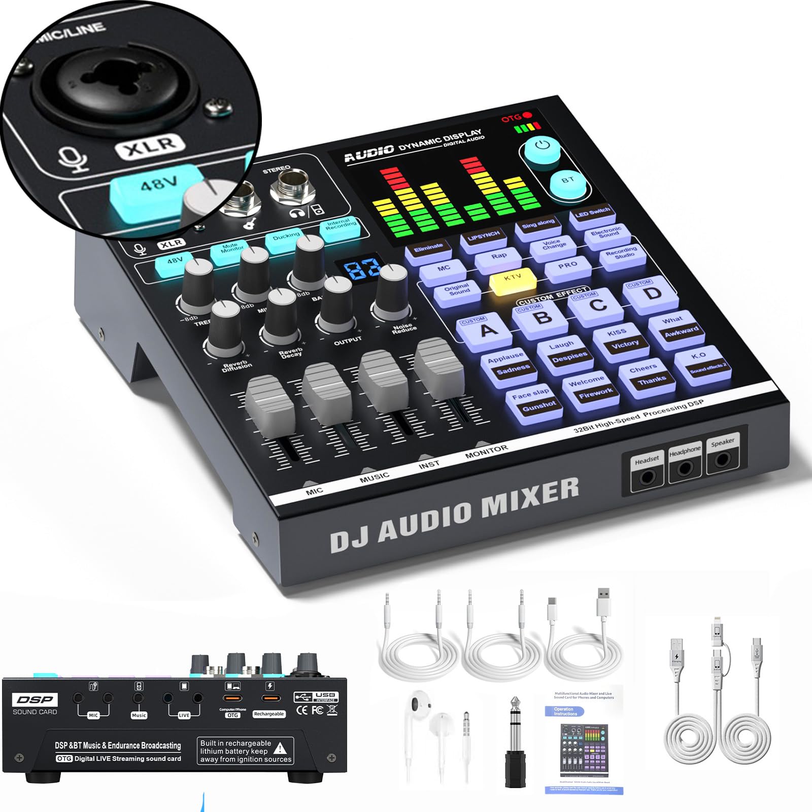 Amazon.com: KILOGOGRAPH Podcast Sound Board - 48V XLR Music DJ