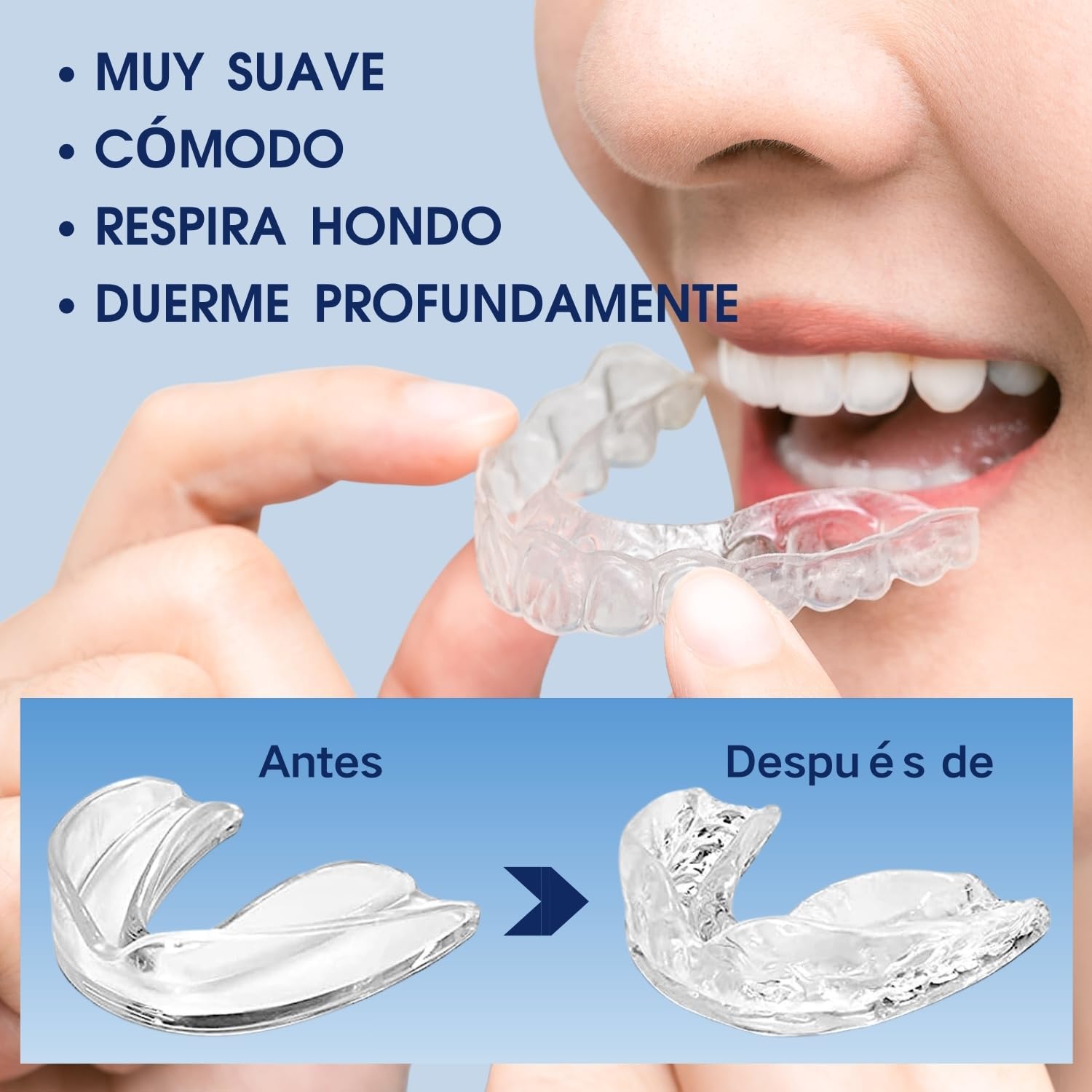 Ferula Descarga Bruxismo 4 Piezas 2 Tamaños, Bruxismo Dental Noche, Ferula Antironquidos, Protector Bucal para Dormir, Prevención del Rechinar de Dientes y los Ronquidos