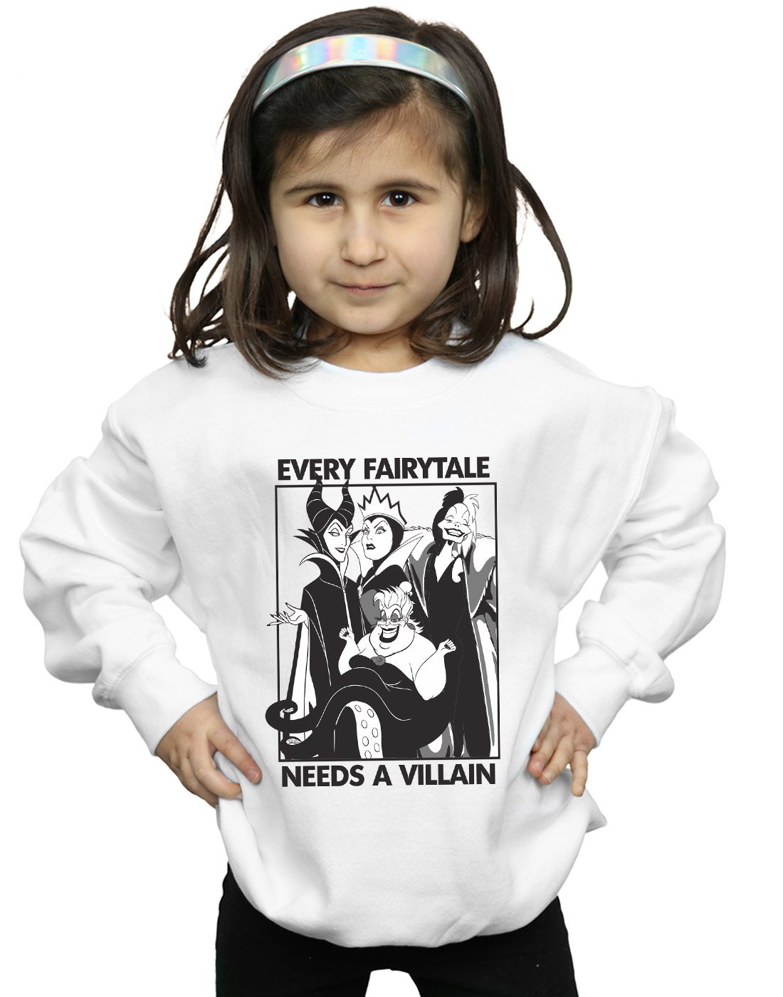 Disney Girls Every Fairy Tale Needs A Villain Sweatshirt White 9-11 Years