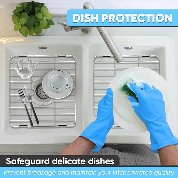 Better Houseware Sink Protectors for Kitchen Sink, Rust-Resistant Scratch-Preventing Stainless Steel Sink Protector Grid, Non-Slip Kitchen Sink Rack for Washing, 16 x 12 x 1 Inch