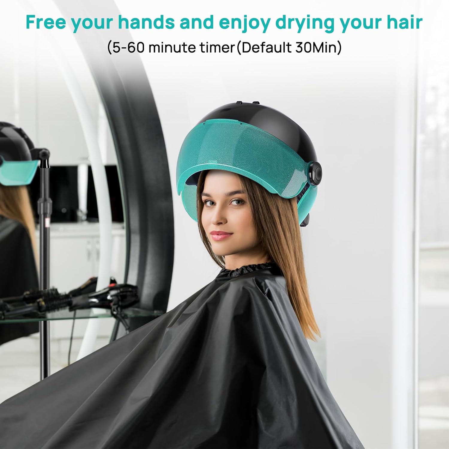 Hooded Hair Dryer, Professional Hood Dryer on Wheels, Standing Hair Dryer with Touch Controls, 3 Settings for Salon and Home Use, 1500W
