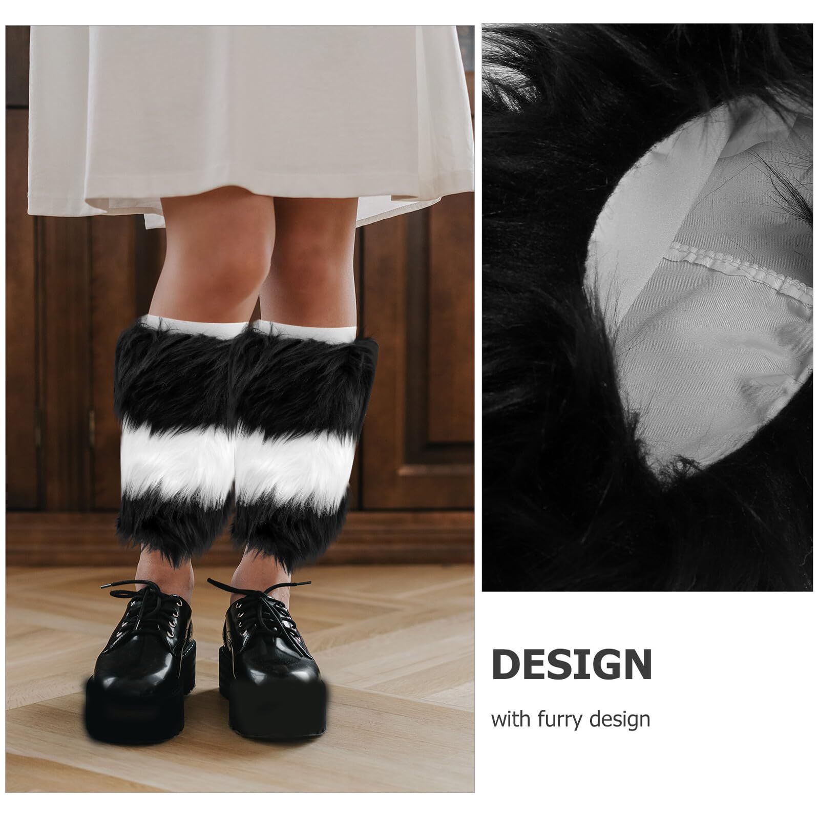 FOMIYES Calentadores de Piernas de Felpa Cálidos y Largos para Mujer, Diseño Peludo, Moda Invierno