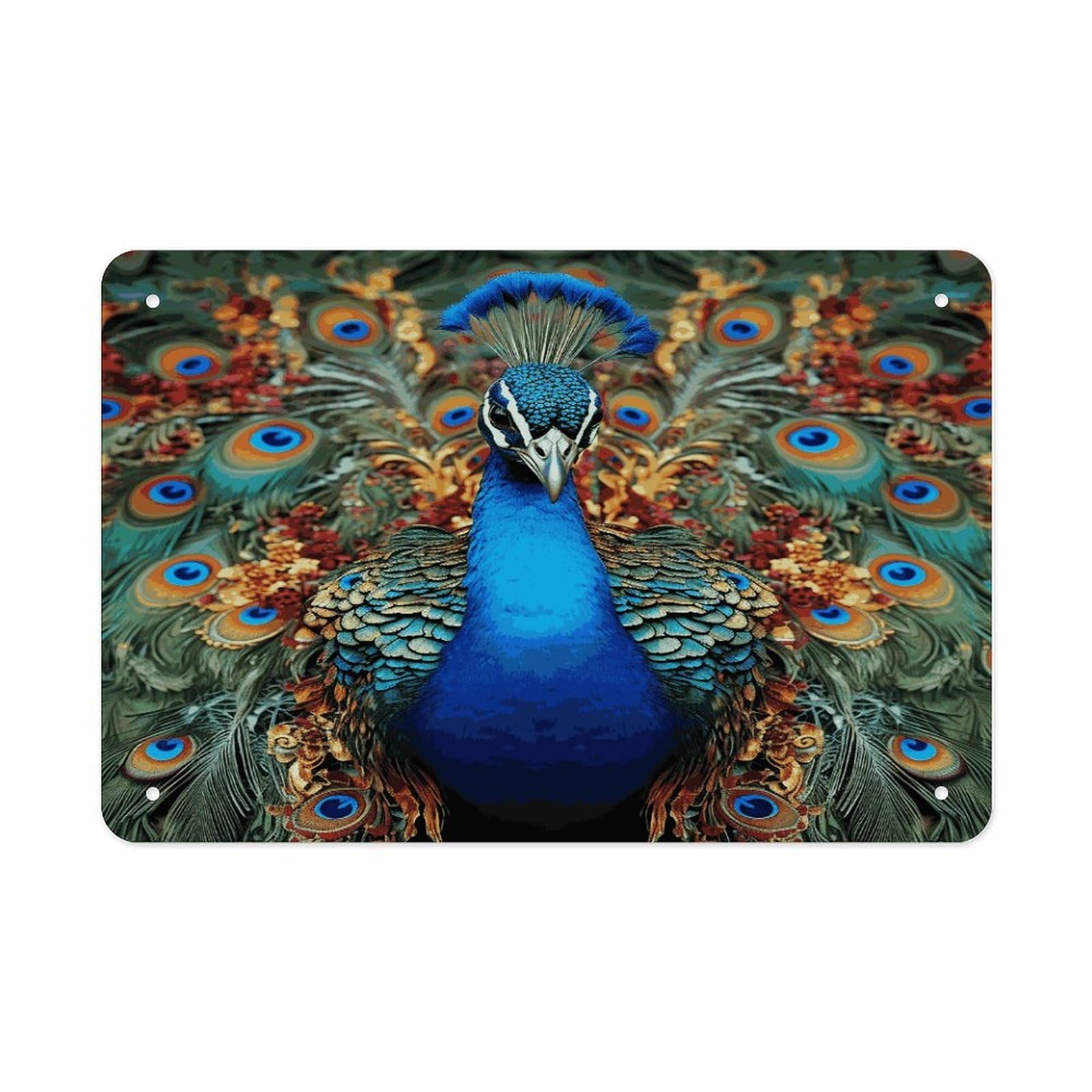 Fodpand Style Elegant Peacock Wall Art Metal Signs Tin Sign