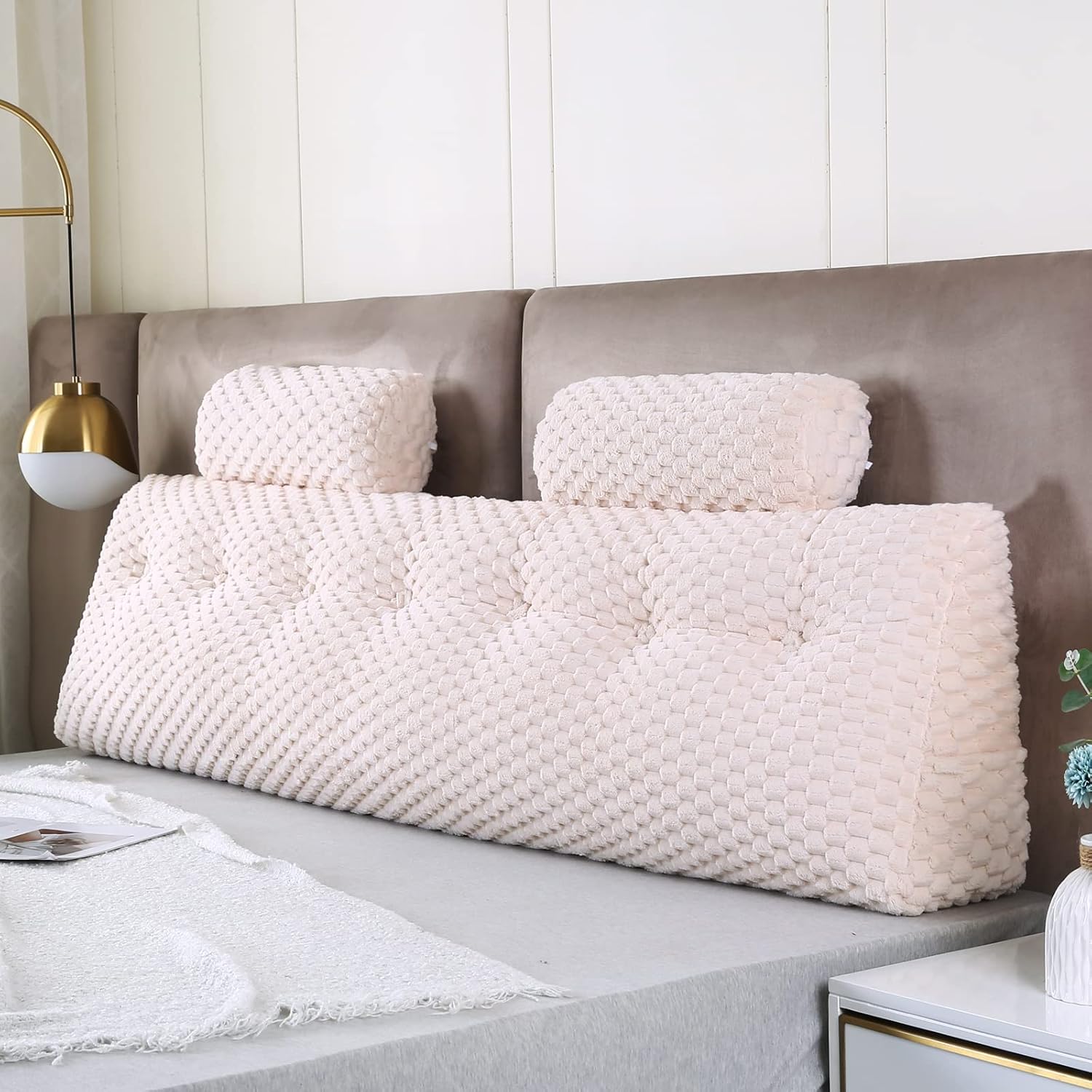 Gpround Wedge Headboard Pillows + 2 Head Roll Pillow Bed