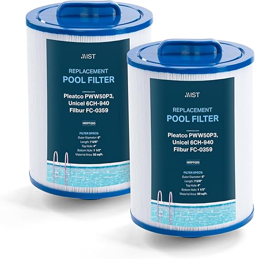 Mist- Pool and Spa Filter, Hot Tub Filter Replacement for Pleatco PWW50P3, Unicel 6CH-940, Filbur FC-0359, Hot Tub Filter (2 Pack)