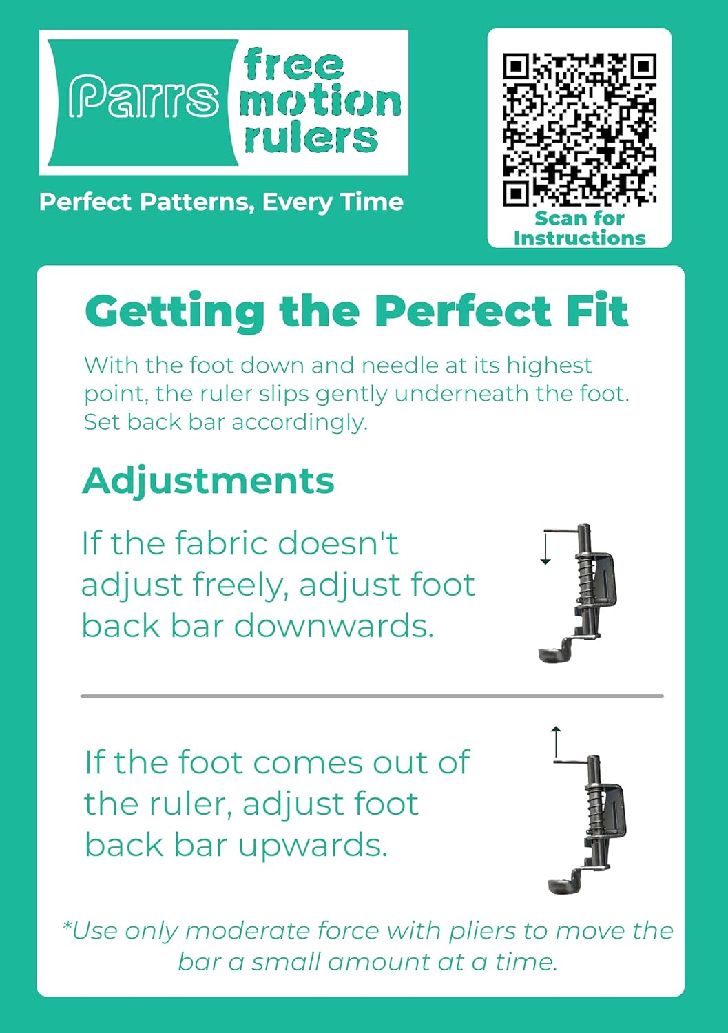 Parrs Low Shank Free Motion Hopping Ruler Foot for Domestic Machines