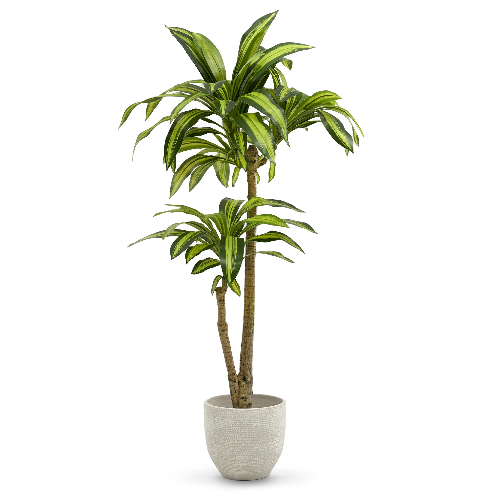 MAIA SHOP Dracaena artificiale 120 cm, pianta finta decorativa iperrealistica, albero tropicale per casa ufficio hotel e interni coperti