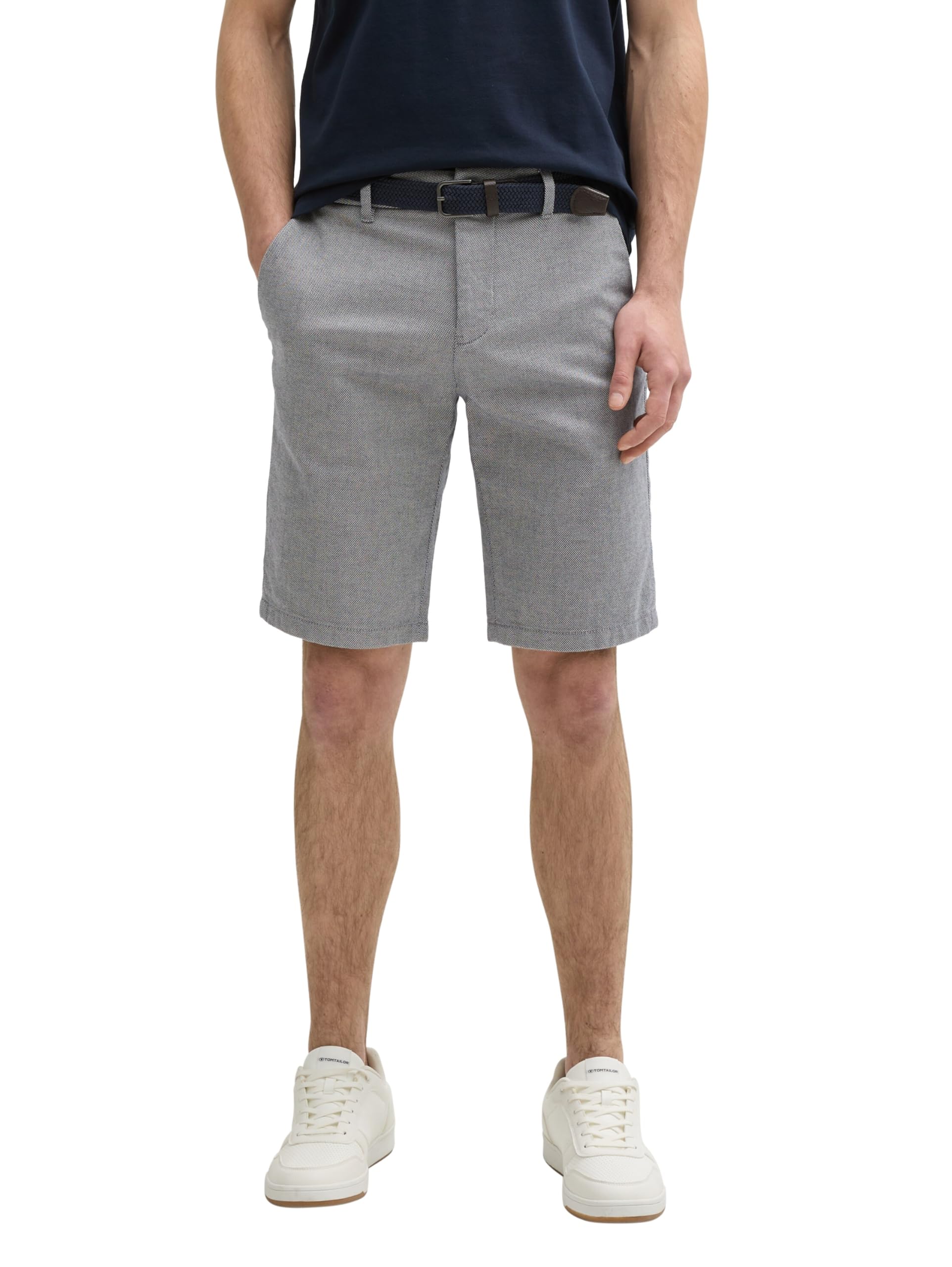 Tom Tailor Herren Stretch Slim Chino Shorts mit Gürtel