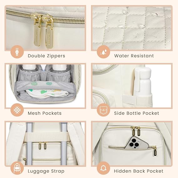 One of the standout features of this diaper bag is its portable changing pad. This handy accessory allows parents to change their baby's diapers anytime, anywhere, without having to search for a suitable changing station. The changing pad is hygienic, easy to clean, and provides a comfortable space for diaper changes.