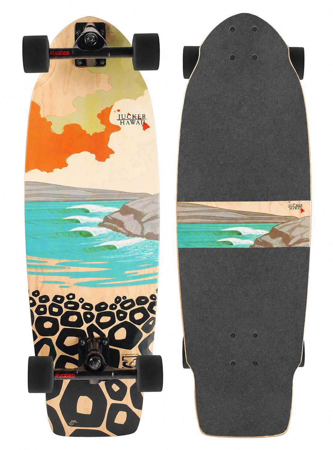 JUCKER HAWAII Surfskate // Skatesurfer // Carving Skateboards de Meilleur entraînement au Surf // Axe de surfskate Super Mobile // Différents Designs hawaïens