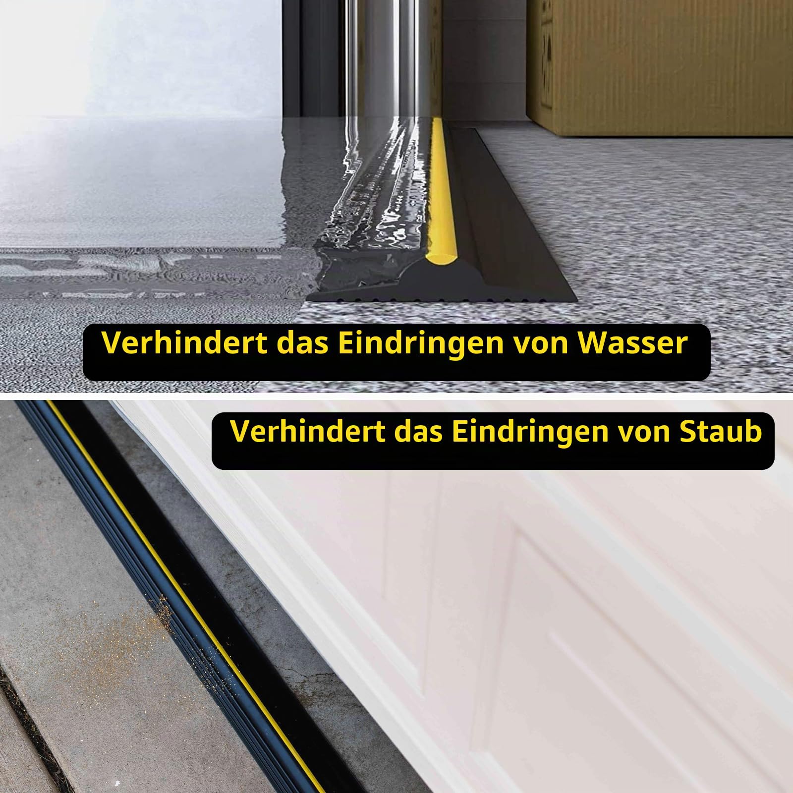 Garagentor Dichtung 4.8M Garagentor Schwellendichtung,universeller Schwellendichtung Wetterfest bodenabdichtung DIY-Dichtungsstreifen-Ersatzgummi,Garagen sauber und trocken zu halten (4.8m,Schwarz)