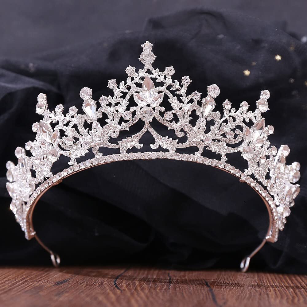Diademy i korony dla kobiet, barokowe retro kryształowe liście ślubne tiary korona cyrkonia konkurs diadem welon tiara opaska na głowę ślubne akcesoria do włosów.Clear,Silver,White