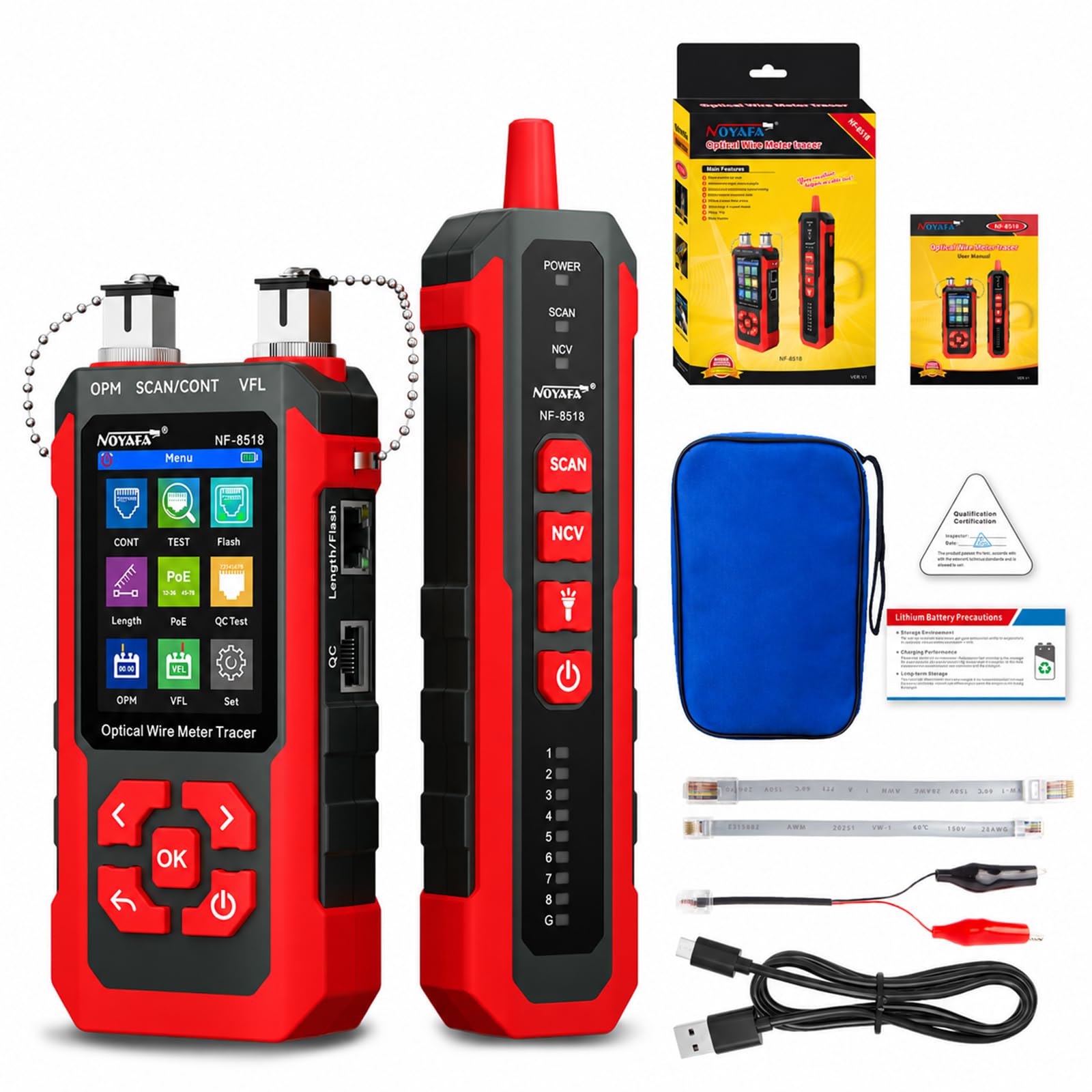 NOYAFA NF-8518 Network Cable Tester - Fiber Optic & PoE -9