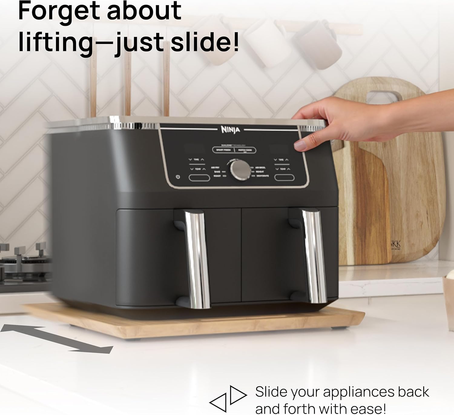 Ibyx Elegant Sliding Tray for Your Coffee Maker & Heavy Kitchen Appliances - Sturdy, Slides Easily from Under The Cabinet (Natural, 16" W x 13" D) - Image 2