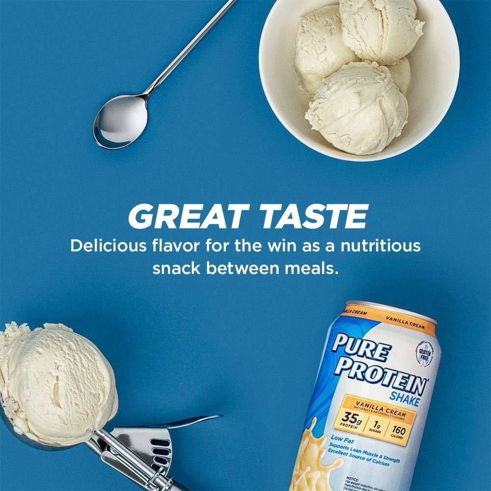 Pure Protein Vanilla Cream Protein Shake | 35g Complete Protein | Ready to Drink and Keto-Friendly | Excellent Source of Calcium | 11oz Cans | 12 Pack : Everything Else