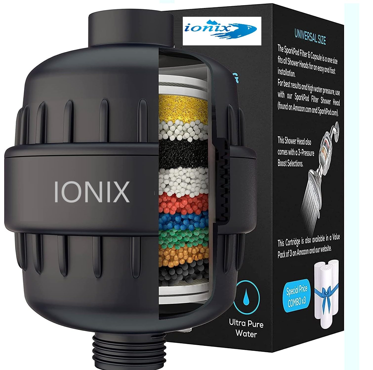 IONIX Tap Filter golden multi layer softner | Water Softener for Bathroom, Shower Filter Tap for Hard Water (Black Pack of 1) (B0CMP5DJLB) Amazon Price History, Amazon Price Tracker