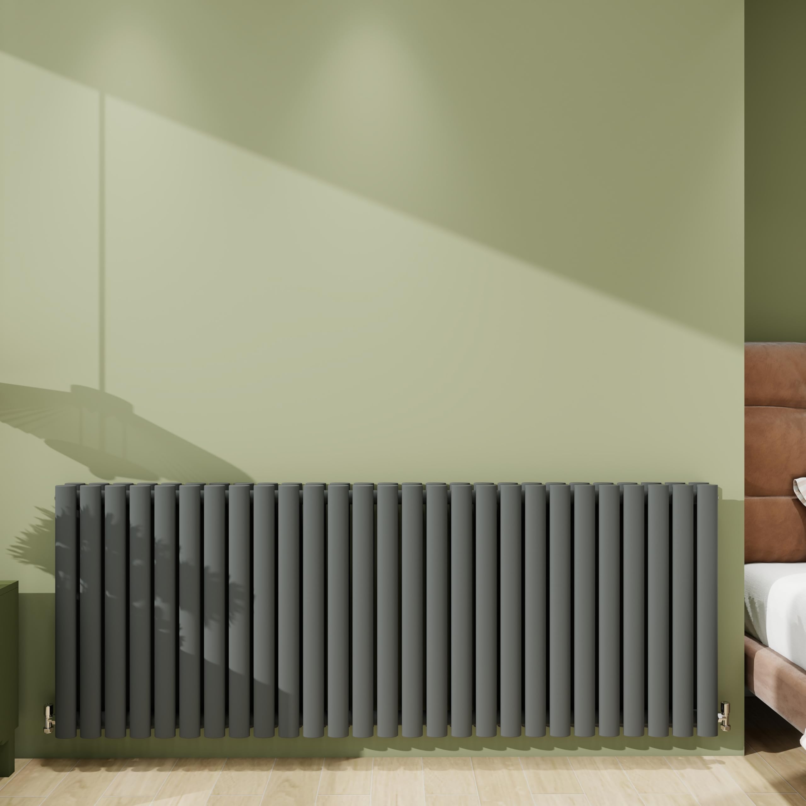 Biubiubath Radiator 600×1593mm Anthracite Horizontal Double Oval Column Designer Central Heating Rad 6414 BTU