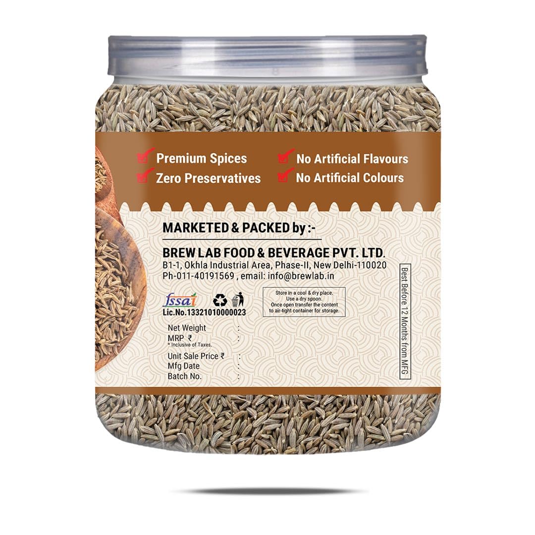 Brew Lab Cumin Seeds (Sabut Jeera) | Perfect Spice for Cooking and Ayurvedic Remedies | Chemical Free & Pesticides Free | 250 gm 1