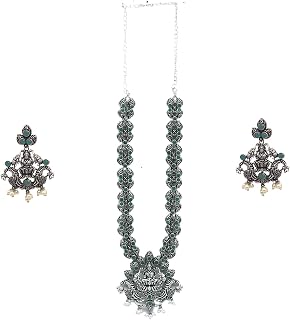 TEEJH Rachita Green Stone Temple Work Necklace Set For Women Price In India