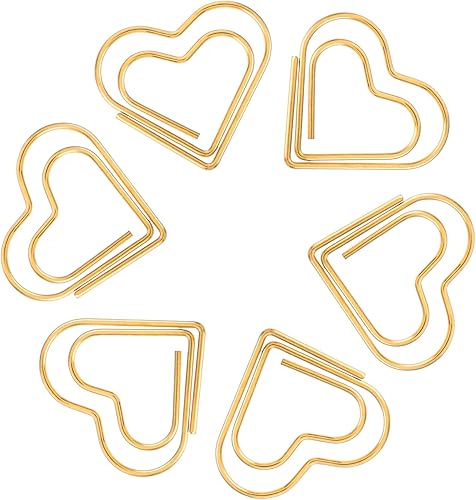 Miniatura 7 de 100 clips de papel dorados con forma de corazón, bonitos y pequeños clips de papel para divertidos clips de corazón, suministros de oficina para