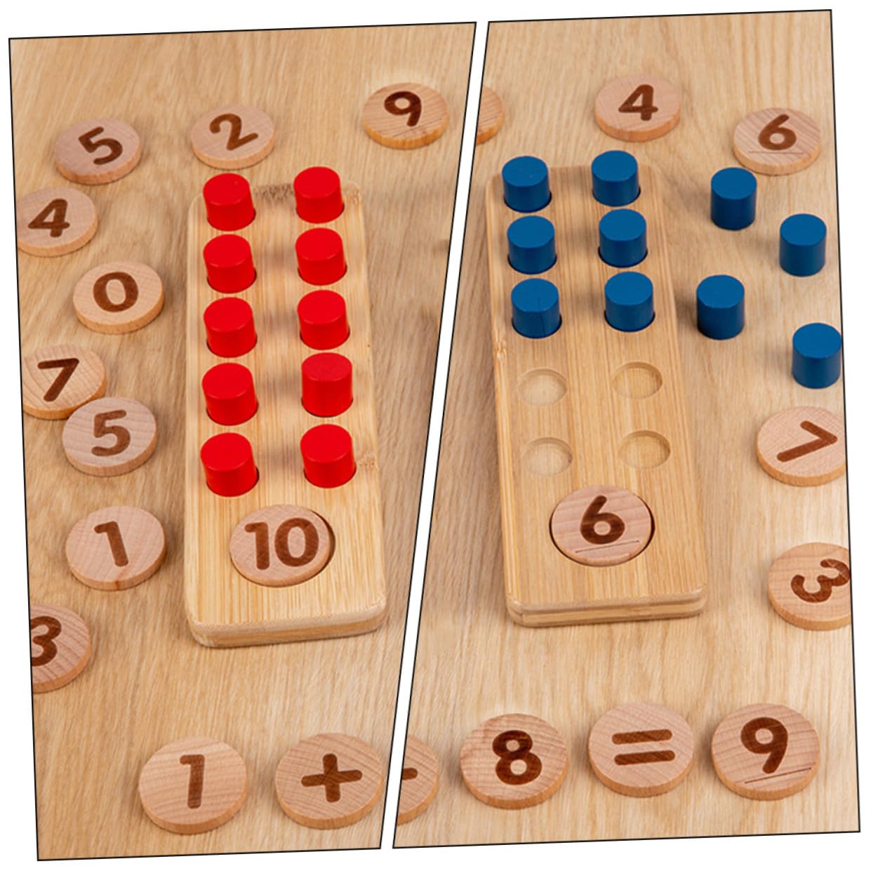 Mikinona Juguetes Matemáticos de Madera para Kit Educativo para Aprender Aritmética y Tablas de Multiplicar Juguete Didáctico Seguro para Preescolar y Jardín Infantil