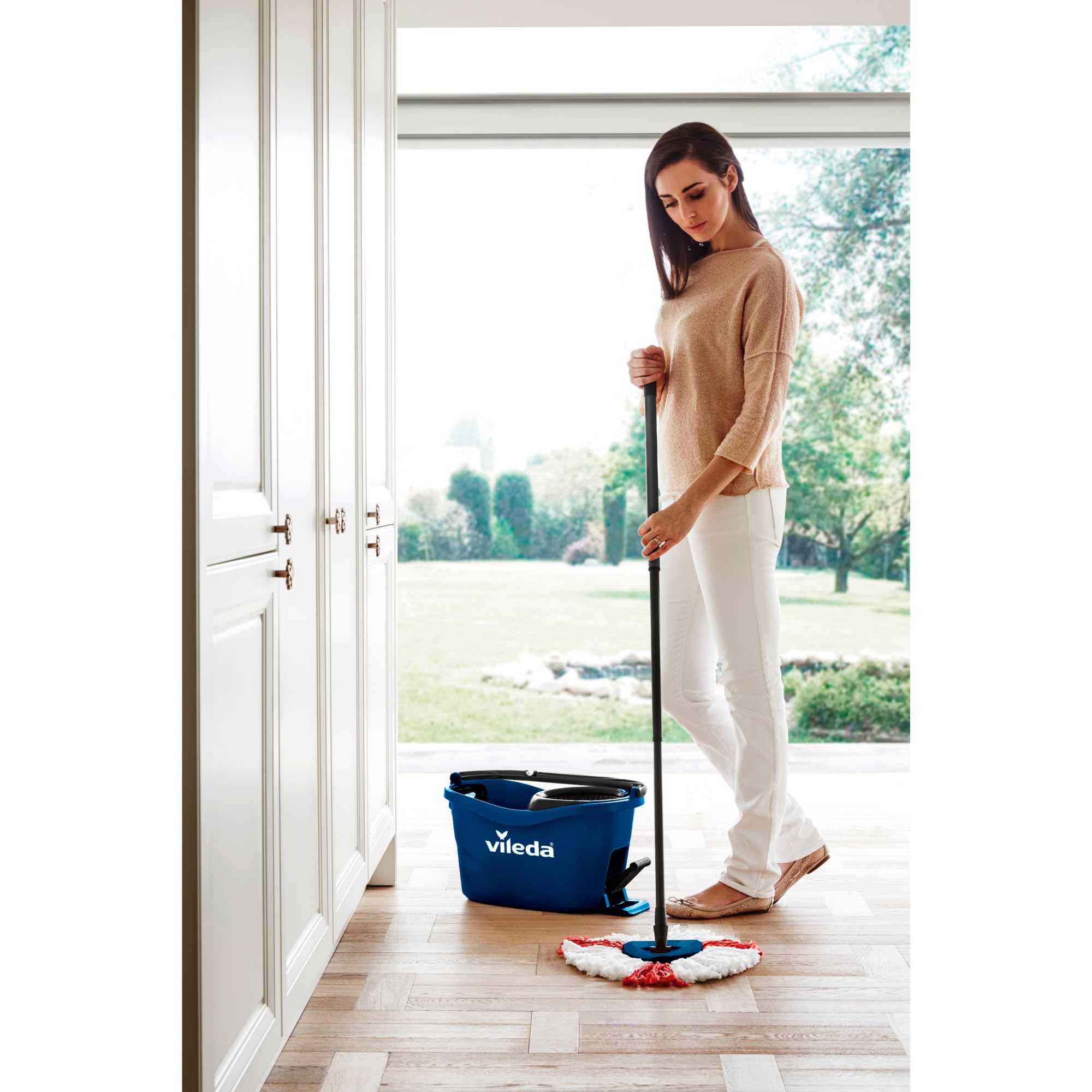 Vileda Turbo Colors - Juego Completo de Fregona y Cubo con Escurridor, Color Azul, 486 X 296 X 293 mm