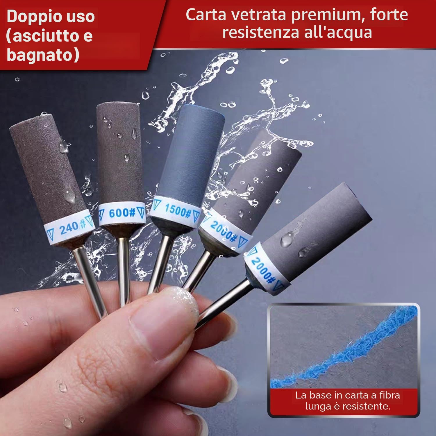 25 Pezzi di Tamburi Abrasivi Manicotti per Utensili Rotativi Dremel 180/240/600/1000/1500/2000 Grana con Albero da 3 mm Legno Strumenti di Levigatura Accessorio per Levigatura e Lucidatura