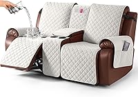 Vista 20 de KinCam Funda 100% impermeable para sofá reclinable con consola, fundas para sofá reclinable antideslizante para 3 asientos, protector de muebles