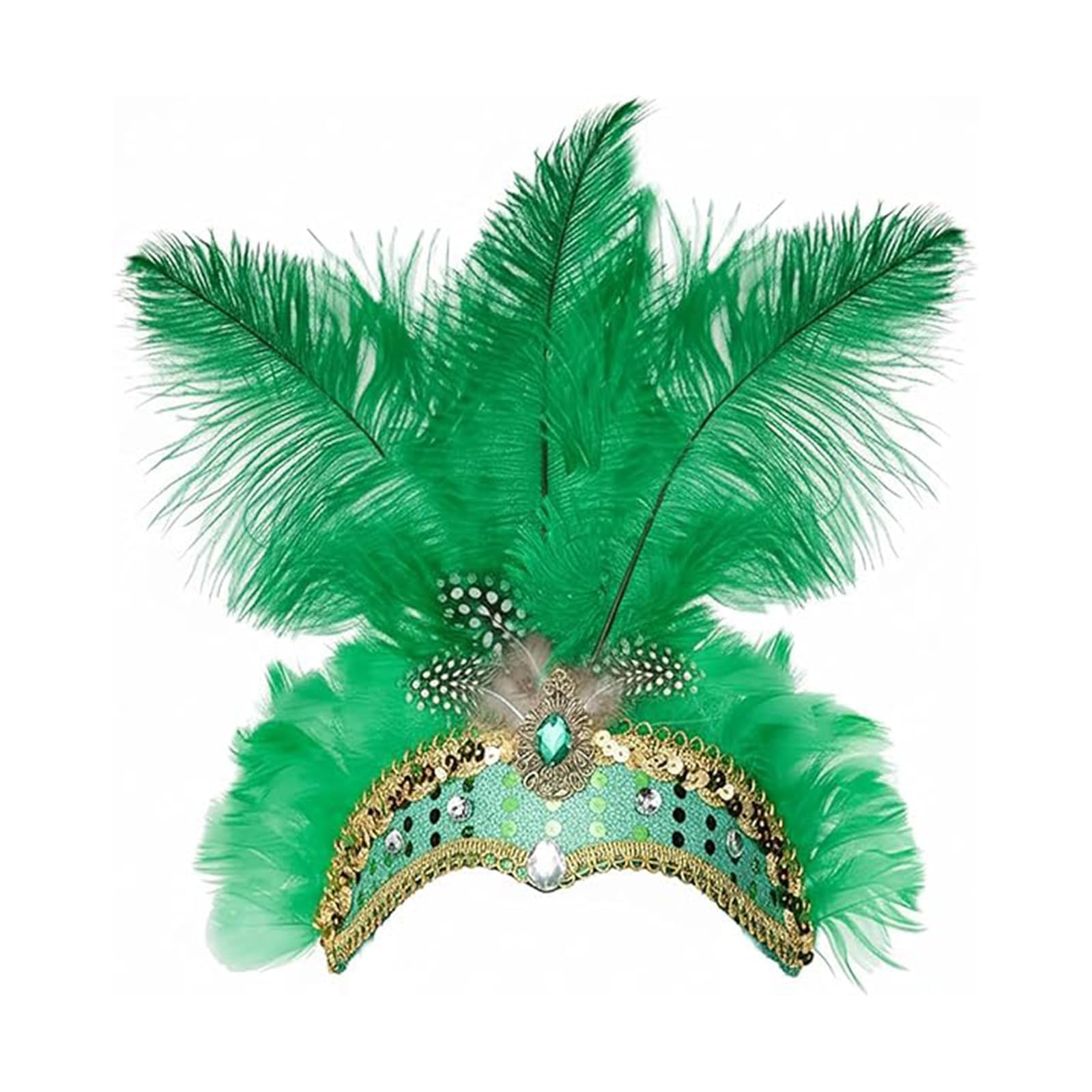 BOSTEU Showgirl Feather Headpiece Carnival Headband Vegas Costume Accessories Party Women Girls (green)