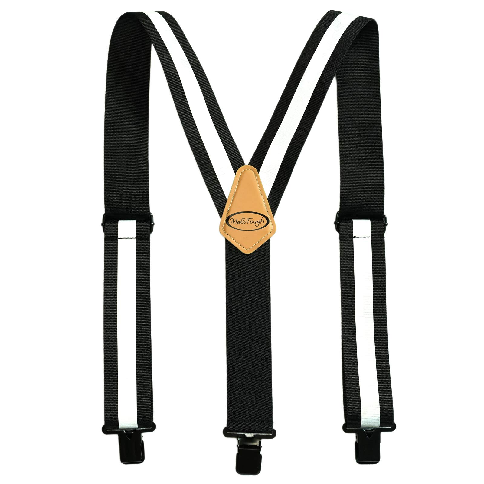 Melotough Unisex Black Reflective Melo Tough Safety Reflective Suspender Hi Vis Work Belt Suspender (Black Clip)