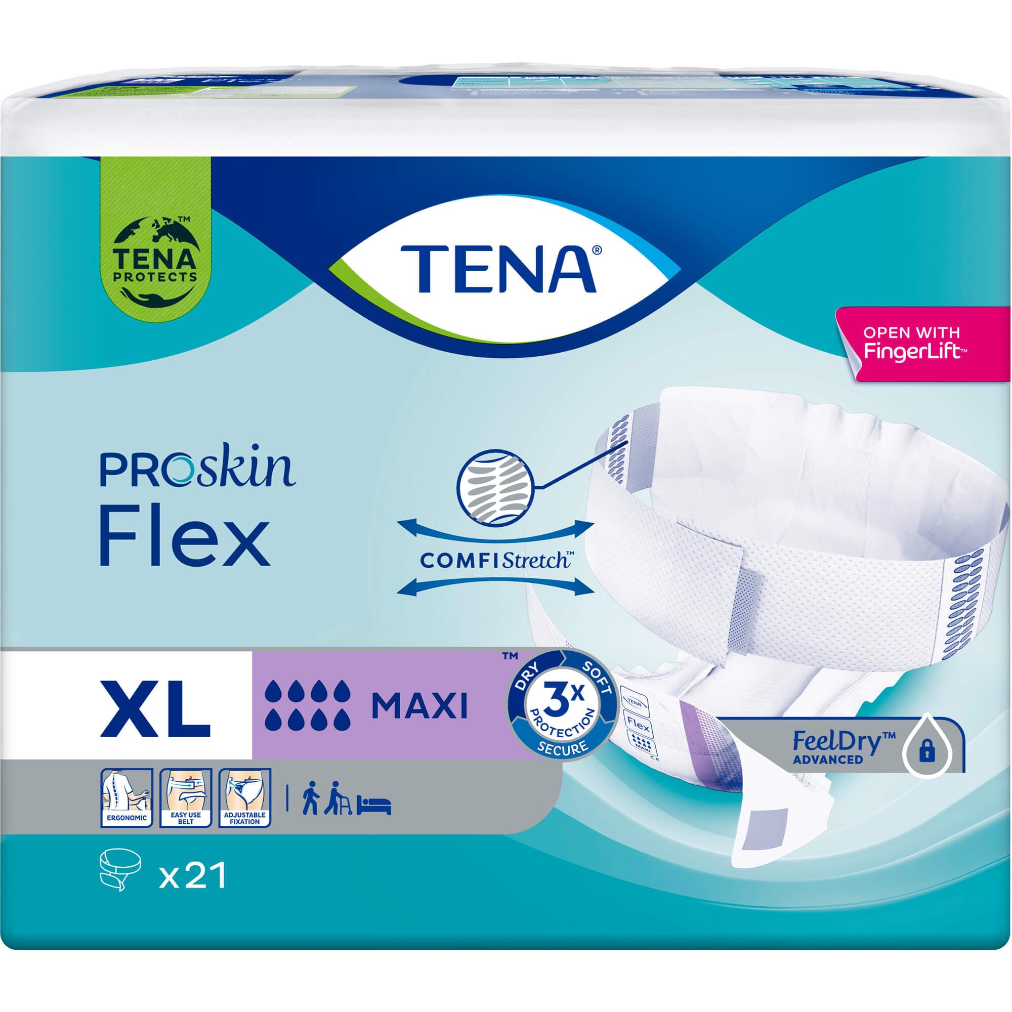 Tena Flex Maxi, Pannolone a cintura per incontinenza XL, 21 pezzi