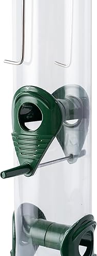 Miniatura 6 de MIXUMON Juego de 2 comederos de metal para pájaros para exteriores, 6 puertos, 16 pulgadas, comedero para pájaros silvestres, a prueba de mordeduras