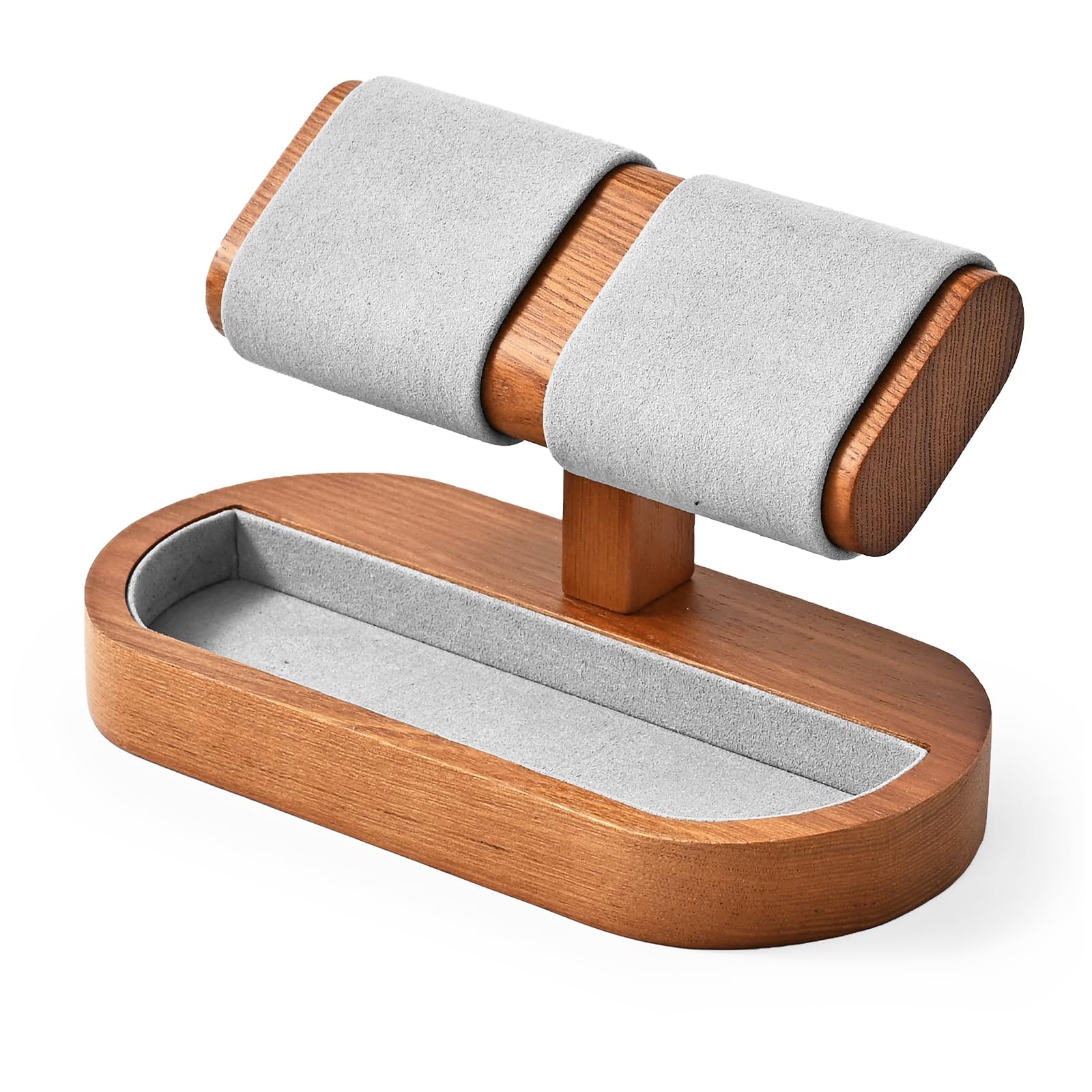 Oirlv Multifunzionale Supporto Per Orologio In Legno Massello, Semplice, A Doppio Strato, Porta-Orologi,Conservazione Degli Orologi(04)