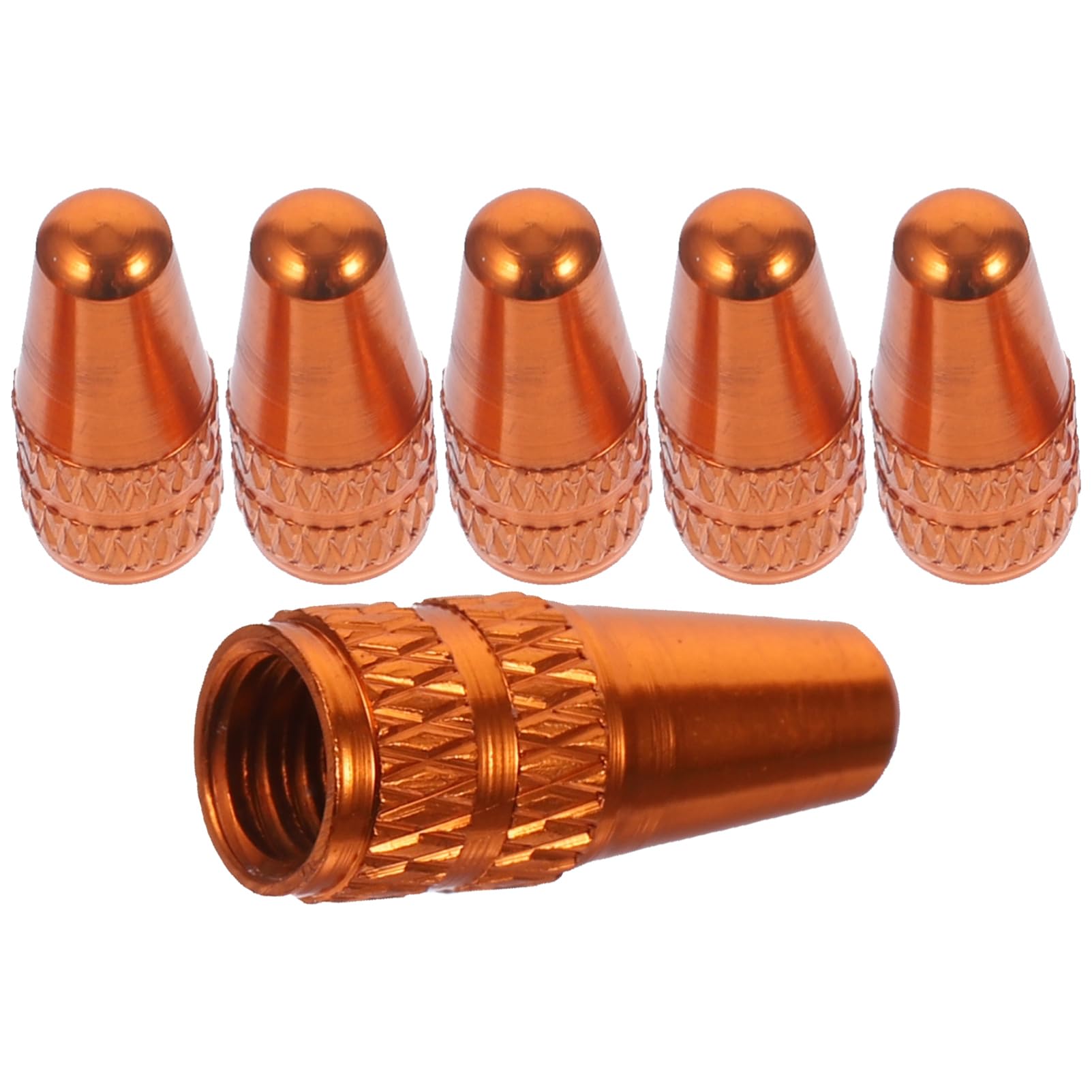 Outanaya 6 Pcs Aluminum Alloy Bike Tire Valve Caps Orange Covers for Road Bike Easy to Install Leak Protection Durable Design