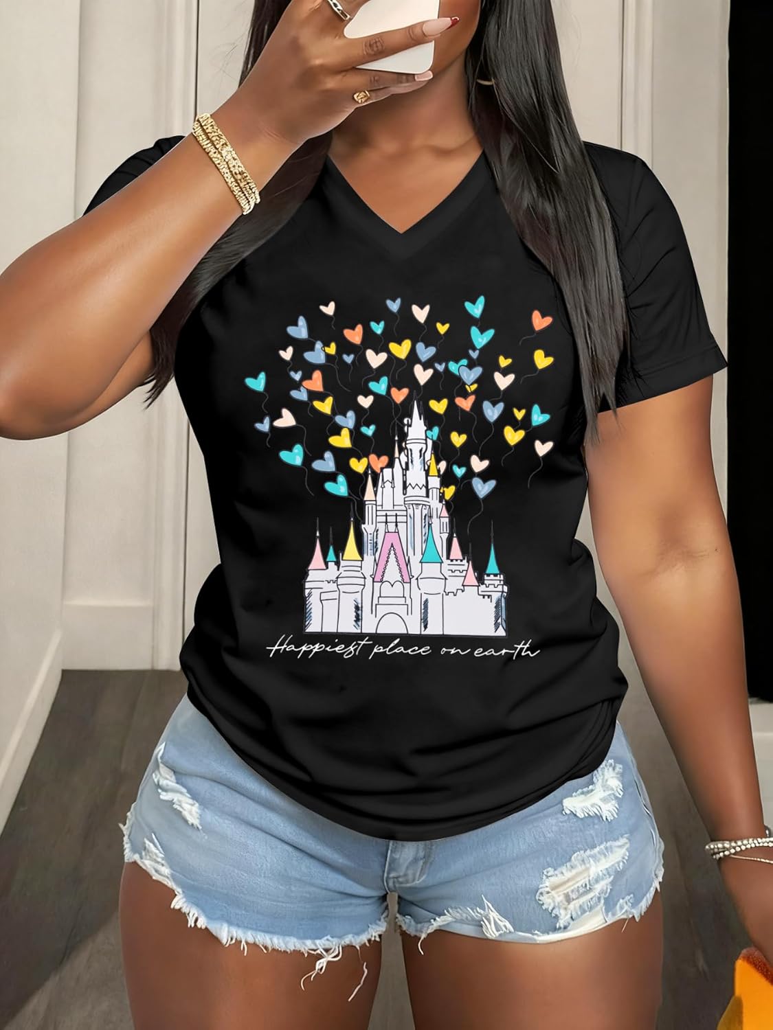 Plus Size Magic Kingdom Shirts for Women Castle Graphic T Shirt Cute Holiday Shirt Princess Tee Funny Vacation Tops - Image 9