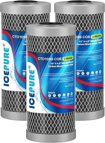 Miniatura 17 de ICEPURE CTO10BB-KDF - Filtro de agua para toda la casa de 5 micrones, 4.5 x 10 pulgadas, carbón activado con cáscara de coco y KDF, filtro de agua