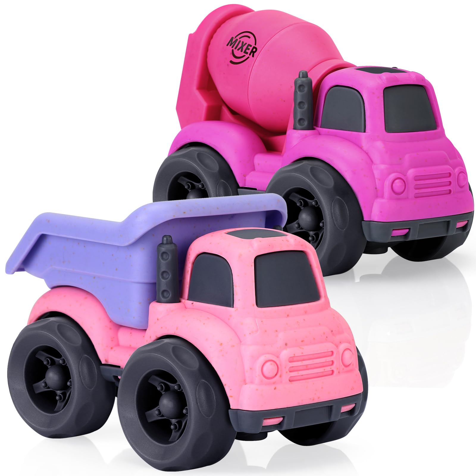 Toddler Toys for 2 Year Old Girl, Dump Truck Toys and Mixer Cement, BPA Free, Phthalates Free, PVC, Outdoor Toys for Toddlers 2-3, Ideal Toy Cars for